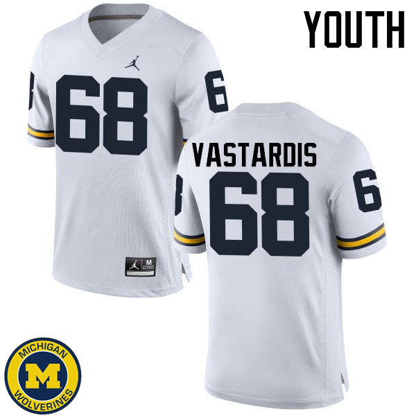 Youth University of Michigan #68 Andrew Vastardis White Official Game Jersey